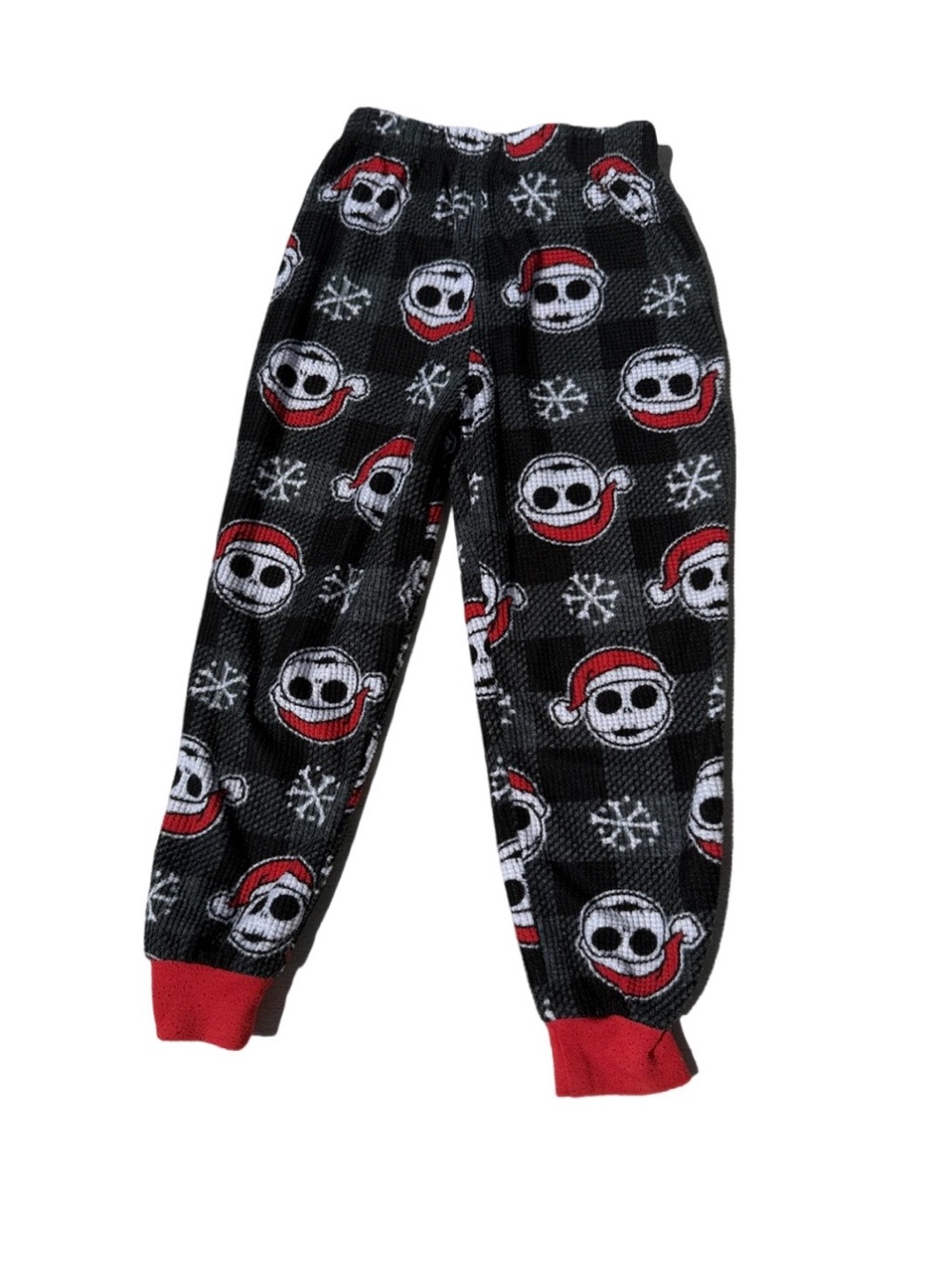 Kids Black Skull Santa Pajama Pants - Cozy Holiday Sleepwear 4/5